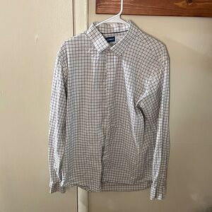 Old Navy Men's White and Black Grid Shirt